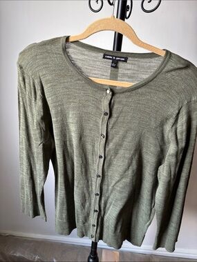 Cable & Gauge Olive Cardigan Knit Button-Up